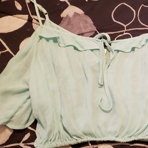 TRADE FOR STEPH   blue offshoulder croptop